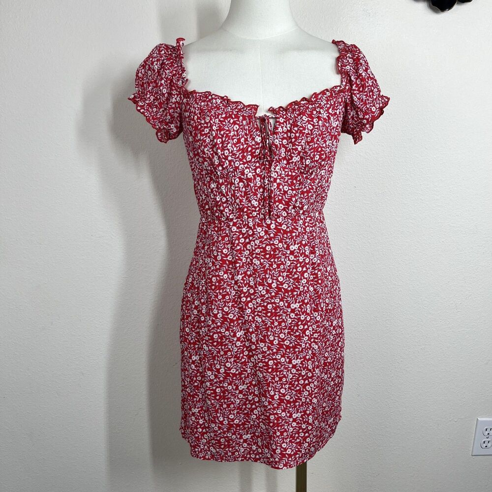 Princess Polly Dress Womens 4 Floral Puff Sleeve Square Neck Mini Sundress Boho